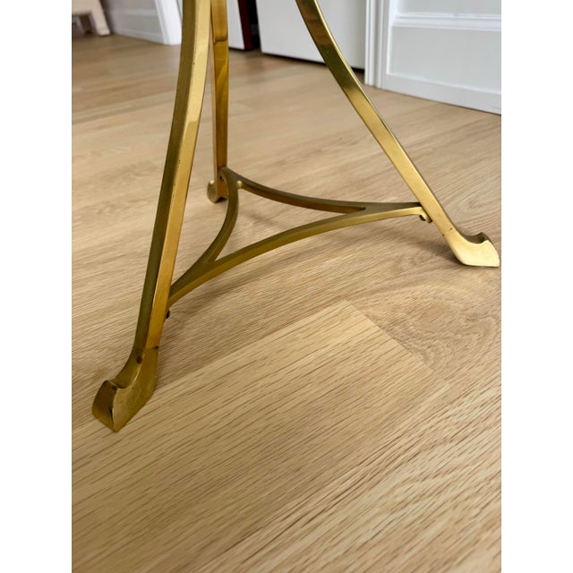 Vintage Neoclassical Solid Brass & Glass Drinks / Side Table, Heavy For Sale - Image 4 of 6