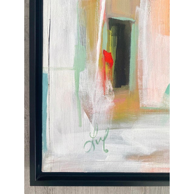 Contemporary Promenade by Leigh Ann Van Fossan | Acrylic Painting of a colorful street scene with buildings For Sale - Image 3 of 5