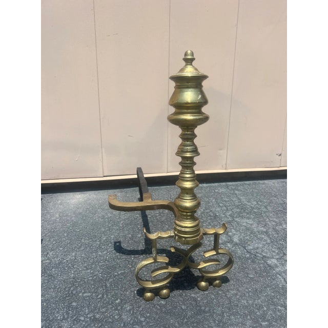 Likely mid to late 19th century. The pair have a bold form with scrolling base atop orbs with log support at backside in...