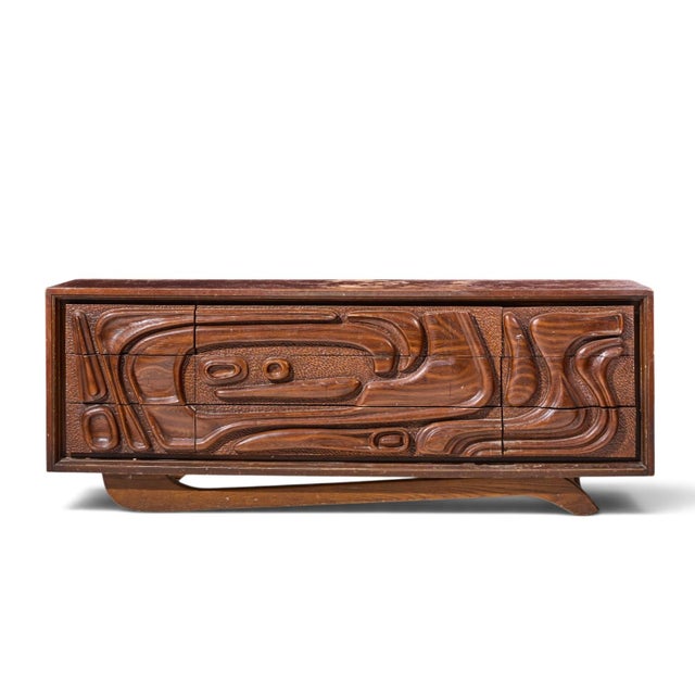 Witco Style Pulaski Oceanic Mid Century Lowboy Dresser This lowboy measures: 78.5 wide x 19 deep x 29.75 inches high Fair...