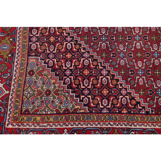 Antique Bidjar Handmade Burgundy Geometric Wool Rug For Sale - Image 9 of 13