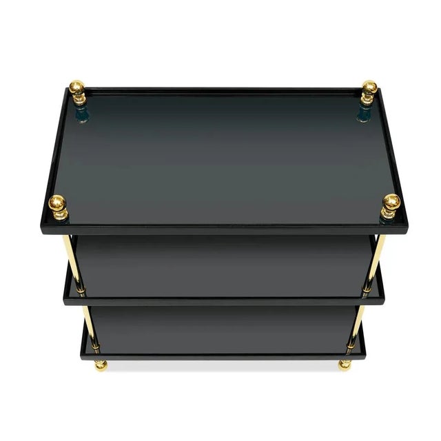 Bunny Williams Home Bunny Williams Home 20"H Tiered Lacquer Drinks Table - Black For Sale - Image 4 of 5