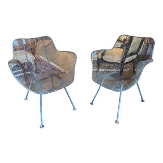Pair of Vintage Mid-Century Wire Mesh "Bird" Lounge Chairs For Sale
