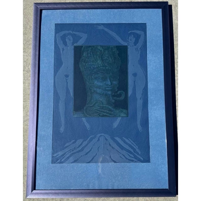 Blue Ernst Fuchs (Austrian, 1930–2015) Sphinx Mystagoga (Sheet No. 6 From Die Sieben Bilder Und Sprüche Der Sphinx) Aquatint Etching | 1967 | Edition 63/99 For Sale - Image 8 of 18