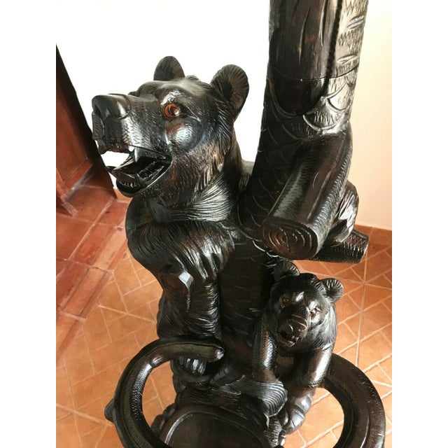 19th Century Black Forest Bear Hall Tree, Umbrella Stand, Depicting