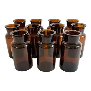 Early 20th Century Amber Belgian Apothecary Bottles – Set of 11