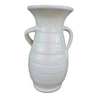 1930s Rare Bauer Matt Carlton Tall Vase in White For Sale