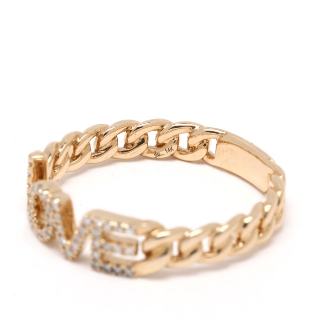Early 21st Century 0.12ctw Diamond Love Band Ring, 14k Yellow Gold, Ring Size 7 For Sale - Image 5 of 6