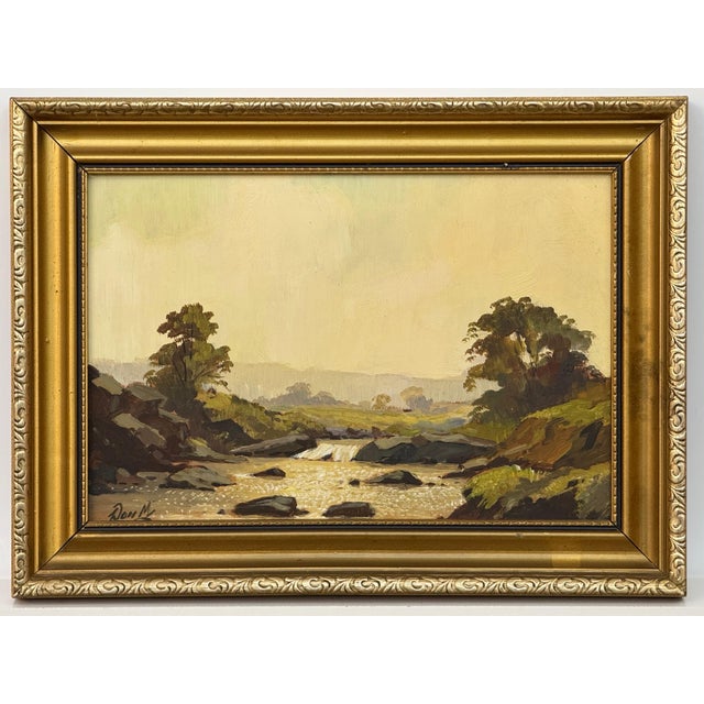 Vintage River Landscape Oil in English Countryside - 20th Century British Art 1973 For Sale - Image 11 of 14