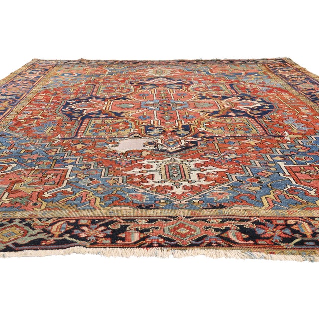Tribal Late 19th Century Persian Heriz Rug, 08'07 X 11'00. For Sale - Image 3 of 10