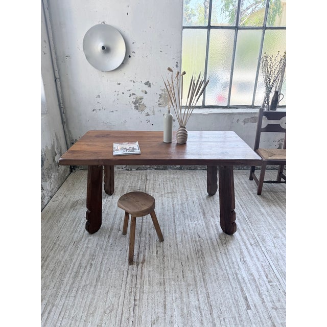 1970s Brutalist Oak Table attributed to De Puydt, Belgium, 1970s For Sale - Image 5 of 18