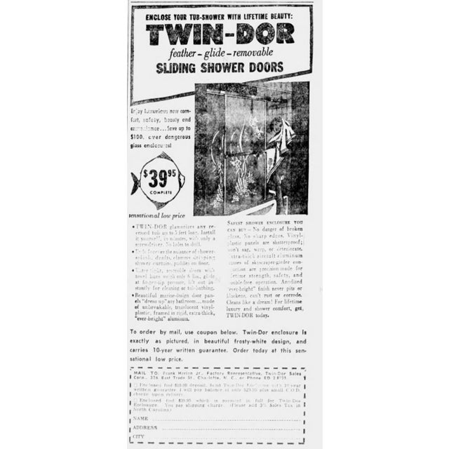 Metal Vintage Twin-Dor Sliding Shower Door Salesman Sample Display Case For Sale - Image 7 of 16