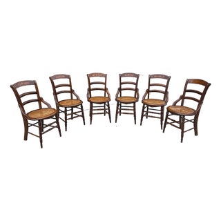 Antique Victorian Walnut Caned Dining Chairs- Set of 6 For Sale