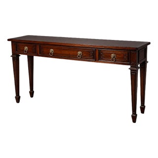 Neoclassical Console Table with Lion Head Handles For Sale