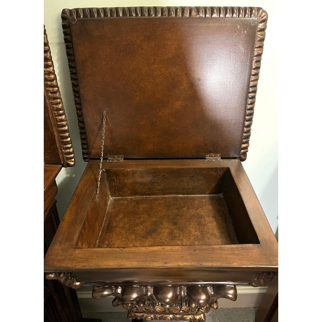 Maitland Smith Large Pedestals-Pair With Storage - Set of 2 For Sale - Image 13 of 14