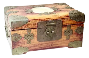 1920s Chinese Rosewood Box With Jade and Brass