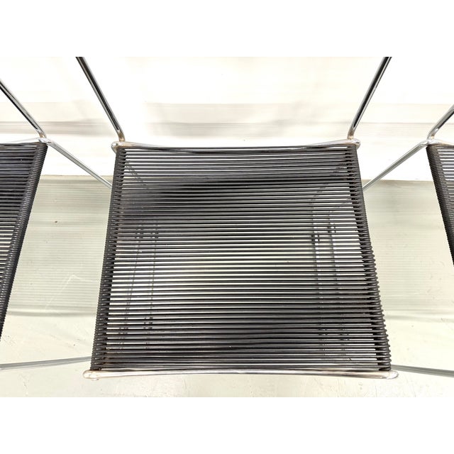 Italian Black and Chrome Spaghetti Chairs Design, 1980s, Set of 6 For Sale - Image 3 of 18