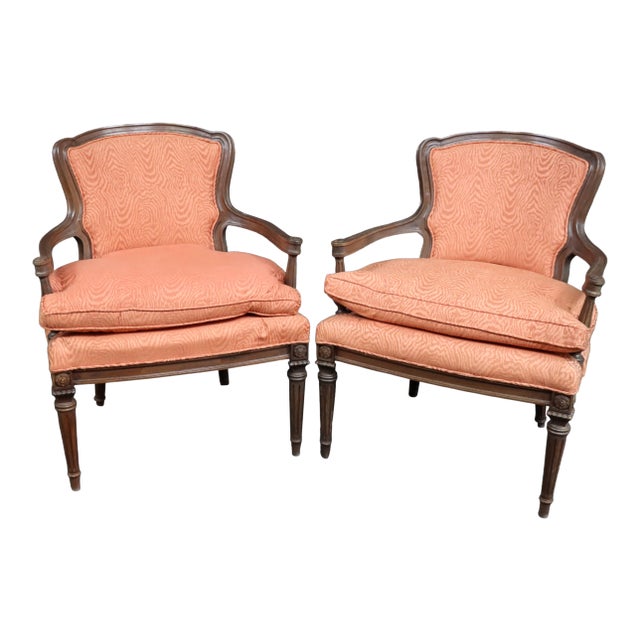 Louis XVI Style Walnut Bergeres/Pair For Sale