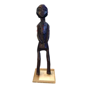 1960s Hand Carved Wood Guardian Healing Zambian Folk Art Statue