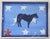 Horse in navy blue with a Western saddle, and ready to ride into the Stars and Stripes American Flag landscape.Traditional...