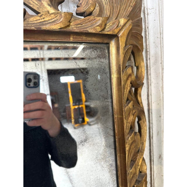 Gold Antique Carved Mirror, 19th Century For Sale - Image 8 of 11