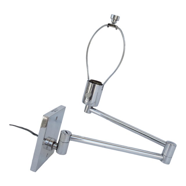 Vintage C.1970's Georg Hanson for Hanson Lighting Co. Chrome-Plated Swing-Arm Wall Sconce- Single For Sale