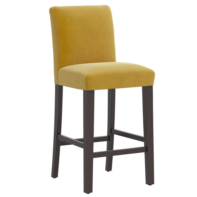 Yellow Chelsea Bar Stool in Citronella Luxe Velvet For Sale - Image 8 of 8
