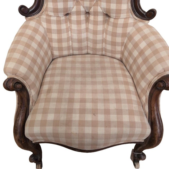 Late 19th Century Antique English Gingham Chair For Sale - Image 5 of 12