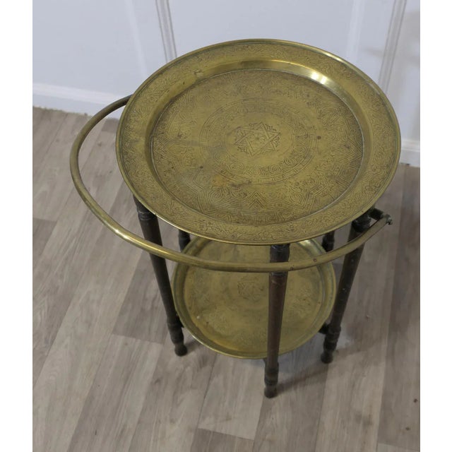 Large Collapsable Brass Cake Stand, 1890s For Sale - Image 3 of 7