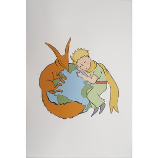 Antoine De Saint-Exupery, Le Petit Prince et le renard protègent la Terre, Lithograph For Sale