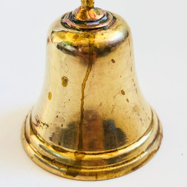 Metal Vintage Brass Flower Bell For Sale - Image 7 of 12