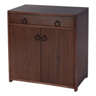 Lark 31 in. W Rectangular Wood Accent Storage Cabinet with 1 Drawer and 2 Doors, Walnut For Sale