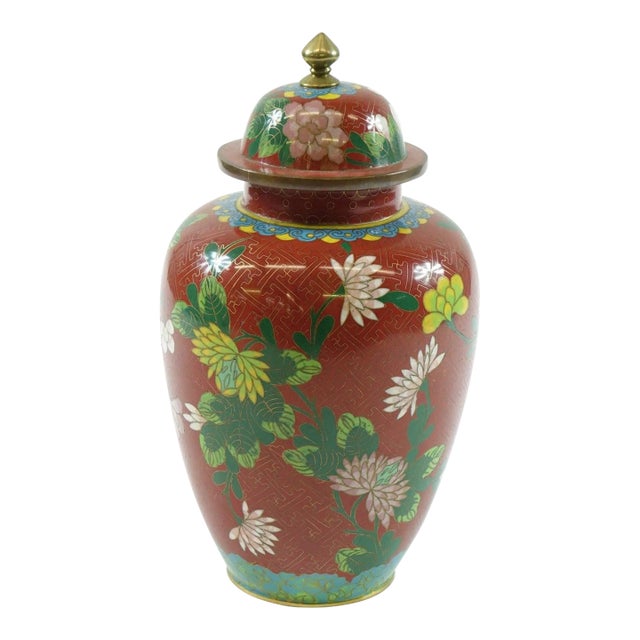 Early 20th Century Chinese Cloisonne Vase with Top For Sale