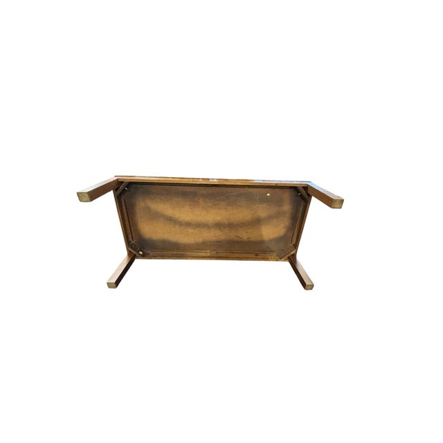 Tan Mid-Century Modern Oak Parquet Coffee Table With Herringbone Top For Sale - Image 8 of 10