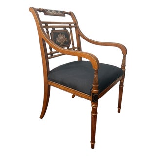 1990s Galimberti Lino Italian Neoclassical Hand-Painted Cherub Armchair With Gilt Accents For Sale