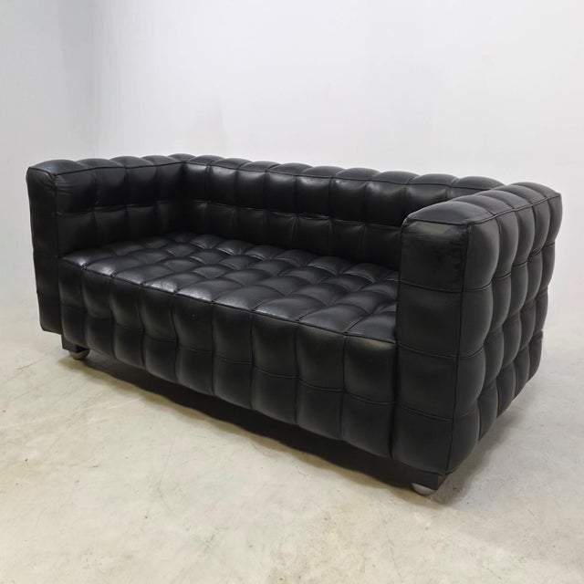 Modern Kubus 2-Seater Sofas in Leather attributed to Josef Hoffmann for Wittmann, 1980s, Set of 2 For Sale - Image 3 of 12