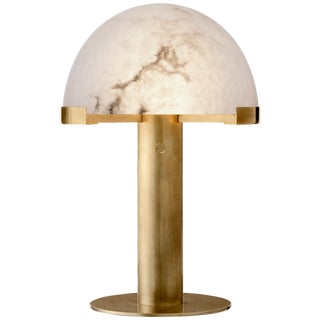 Kelly Wearstler for Visual Comfort Signature Melange Desk Lamp in Antique-Burnished Brass with Alabaster Shade For Sale