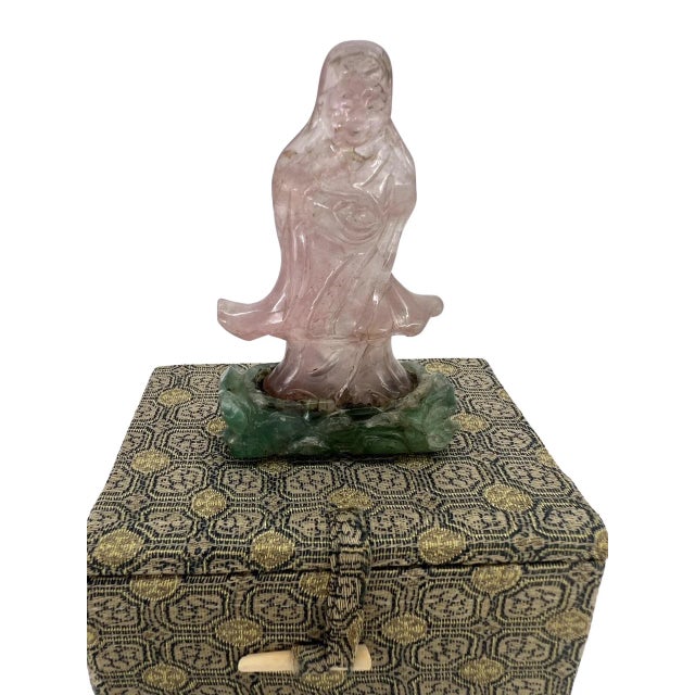 Early 20th Century Chinese Carved Rose Quartz and Jade Immortal Figure For Sale - Image 5 of 5
