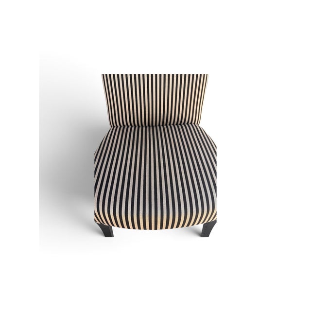 Black Late 20th Century Set of Four Contemporary Striped Parsons-Style Dining Chairs For Sale - Image 8 of 9