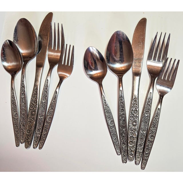 Art Nouveau Complete 12 Settings Plus Stainless Repousse Flatware - Set of 76 For Sale - Image 3 of 12