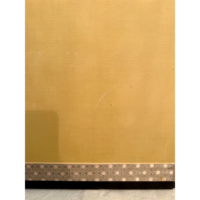 Wood Mid-20th Century Japanese Chinoiserie Four-Panel Screen With Peonies and Birds, Mounted as Wall Art For Sale - Image 7 of 12