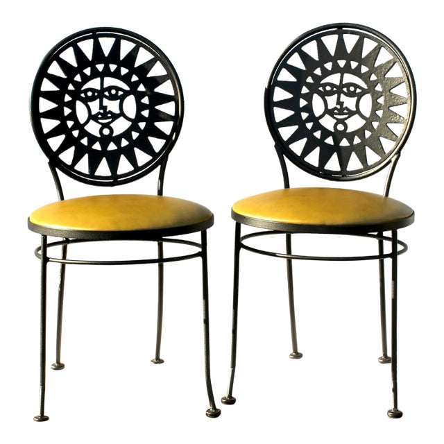 1960s Pair of Arthur Umanoff Attributed Sun Face Chairs For Sale
