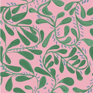 Sample - Wallflower Vines Wallpaper by Susan Hable in Watermelon For Sale