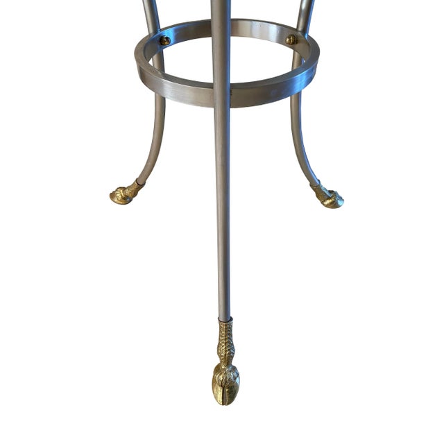 Gray Parisian Maison Jansen Style Iron and Brass Side Table With Black Marble Top For Sale - Image 8 of 9