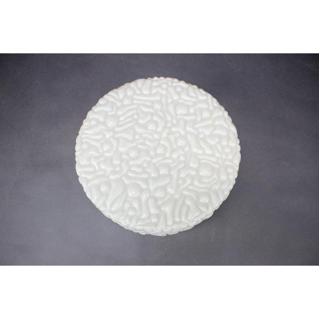 Mid-Century Textured Milk Glass Flush Mount, Czechoslovakia, 1960s For Sale - Image 3 of 10