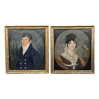 Portraits, 1820, Oil on Canvases, Framed, Set of 2 For Sale