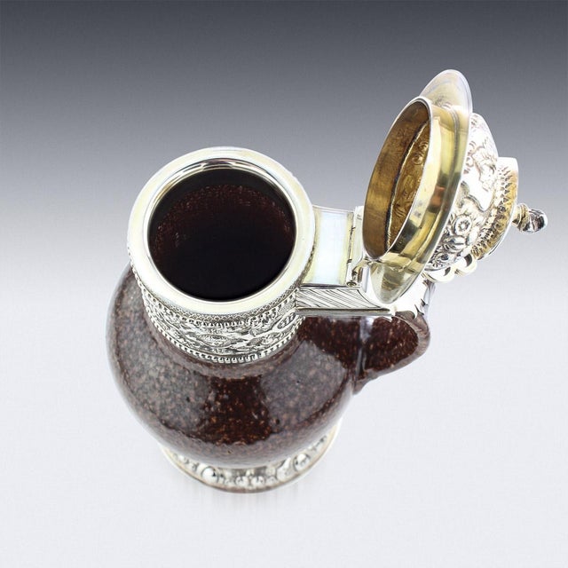 20th Century English Solid Silver & Tigerware Pottery Jug, 1910s For Sale - Image 4 of 8