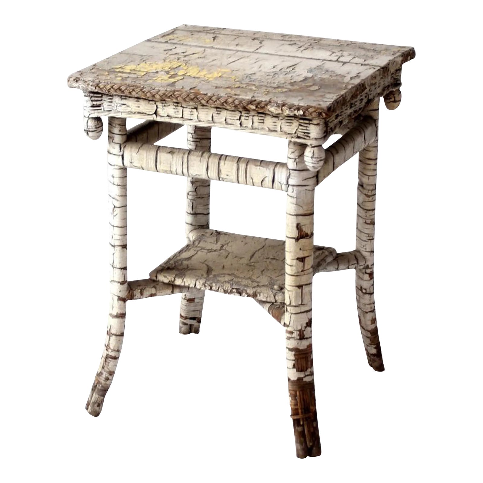 Antique Rustic White End Table Chairish