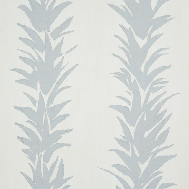 Sample - Schumacher White Lotus Wallcovering In Cool Gray For Sale