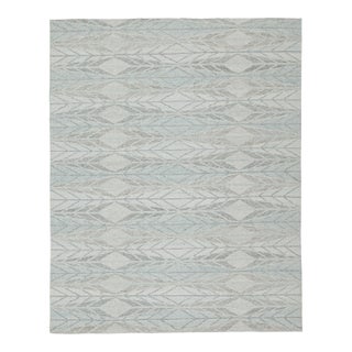 Rug & Kilim’s Scandinavian Outdoor Rug in Blue & Gray Geometric Pattern - 12'x16' For Sale
